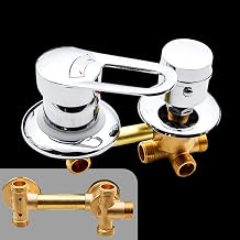 2/3/4/5 Way Shower Switch Control Brass Screw Thread Faucets Mixer Shower Steam Cabin Room Accessories Valve Diverter Tap, Ceramic Cartridges, Adjusting Temperature, Dual Handle3 Output-B,14.5cm