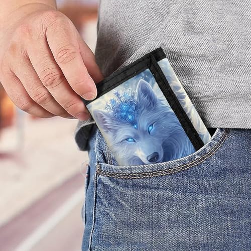 White Wolf Trifold Wallet Slim Credit Card Holder Minimalist Front Pocket Money Clip for Women Men 6