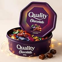 BML 550g Quality Assorted Chocolates Tin Mix of Milk Chocolate with Toffee Fudge Sharing Sweets Gift Box for Christmas Halloween Parties Birthdays Everyday Sweet Treats