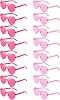 16 Pairs Heart Shaped Sunglasses Candy Color Rimless Fun Heart Glasses for Women Party Favors