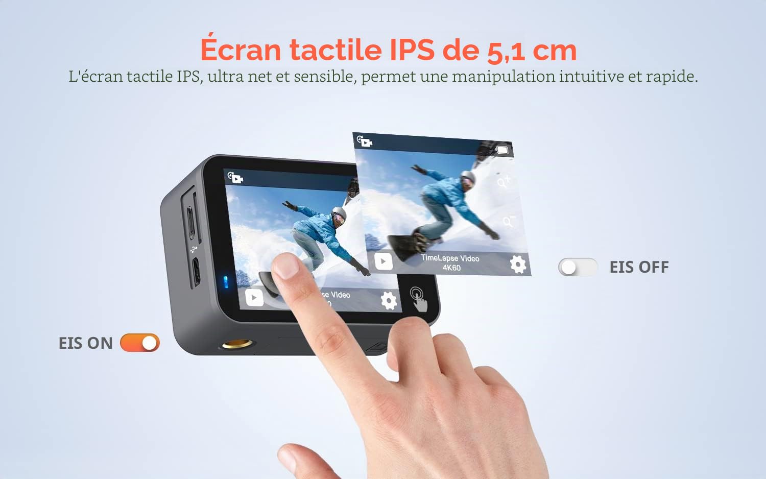 COOAU Action Cam HD 4K 64MP WiFi EIS Stabilisation avec Microphone Externe Caméra Sous-Marine 40M Télécommande Étanche 170° Grand Angle Time Lapse 2 Batteries (Gris)
