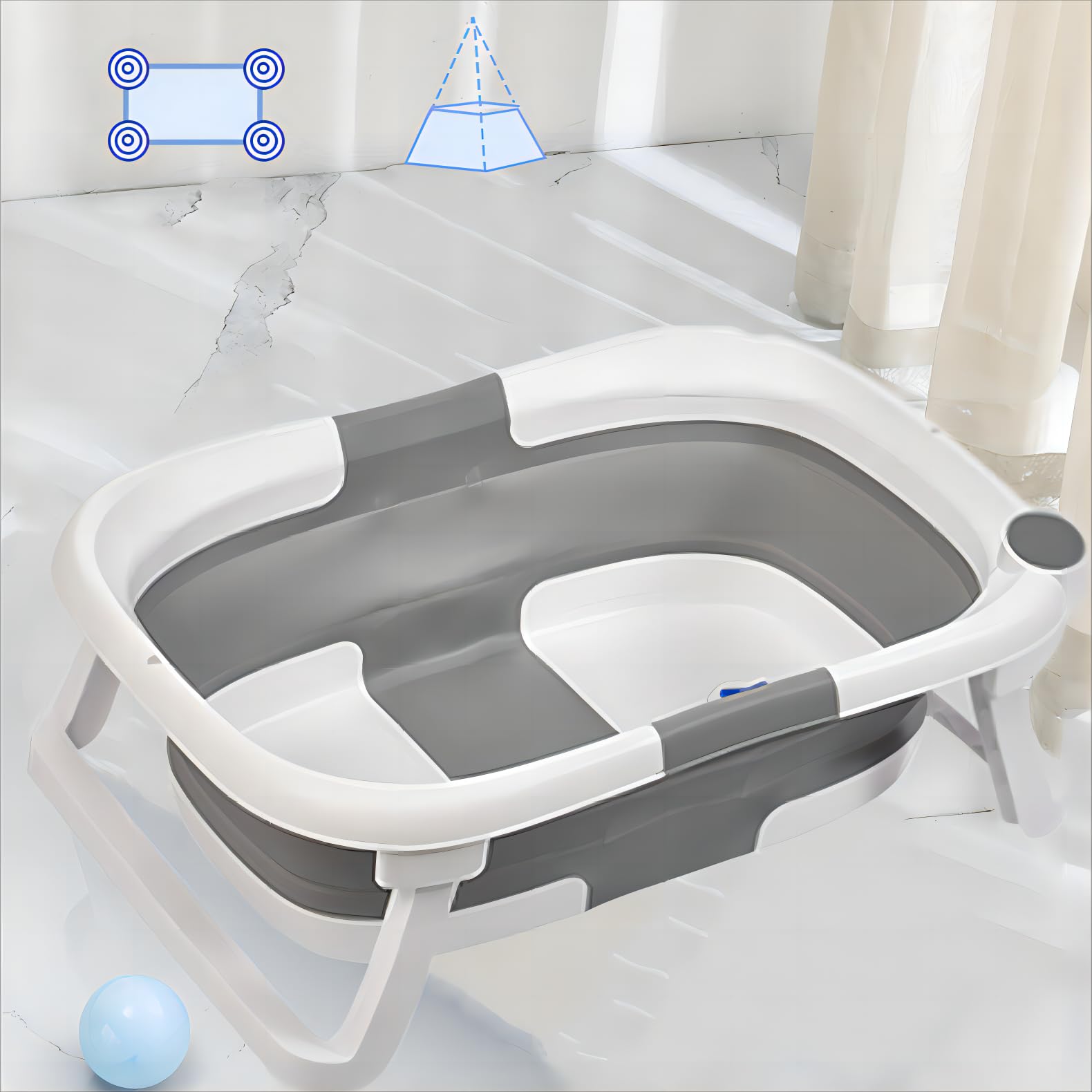 Plegable Bañera para Perros, Altura Ajustable Multifuncional Bañera para Mascota, Antideslizante Portátil Bañera para Perros Pequeños y Medianos y Gatos Gris