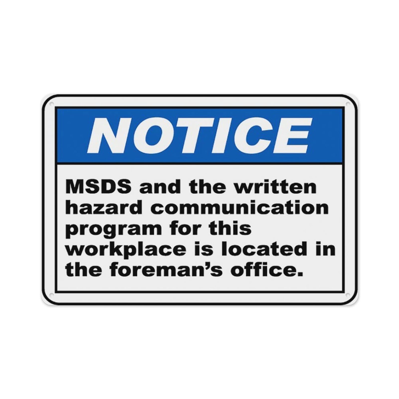 Peiyeety A07 Msds Located In The Foreman Office Sign Aluminum Tin Warning Signs For Home Outdoor Garden 12X16 Inches