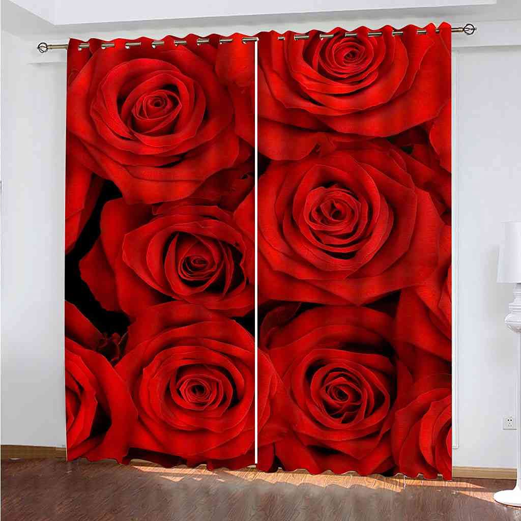 Rideau occultant de salon et chambre d'enfants imprimé rose rouge pour une ambiance cosy