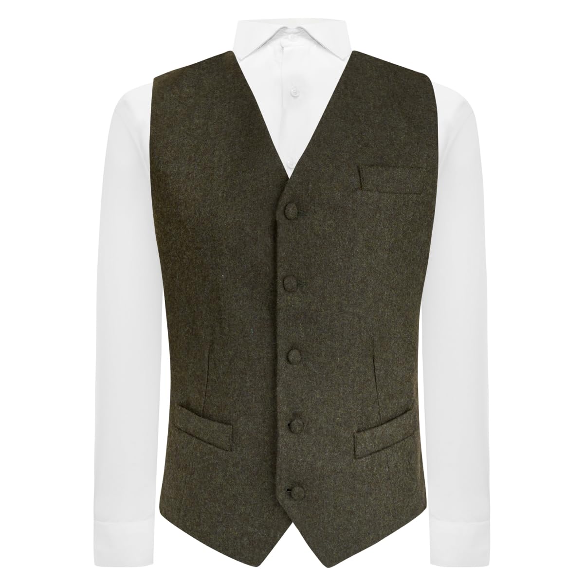 King & Priory Men's Green Earth Donegal Tweed Waistcoat - Xxxl