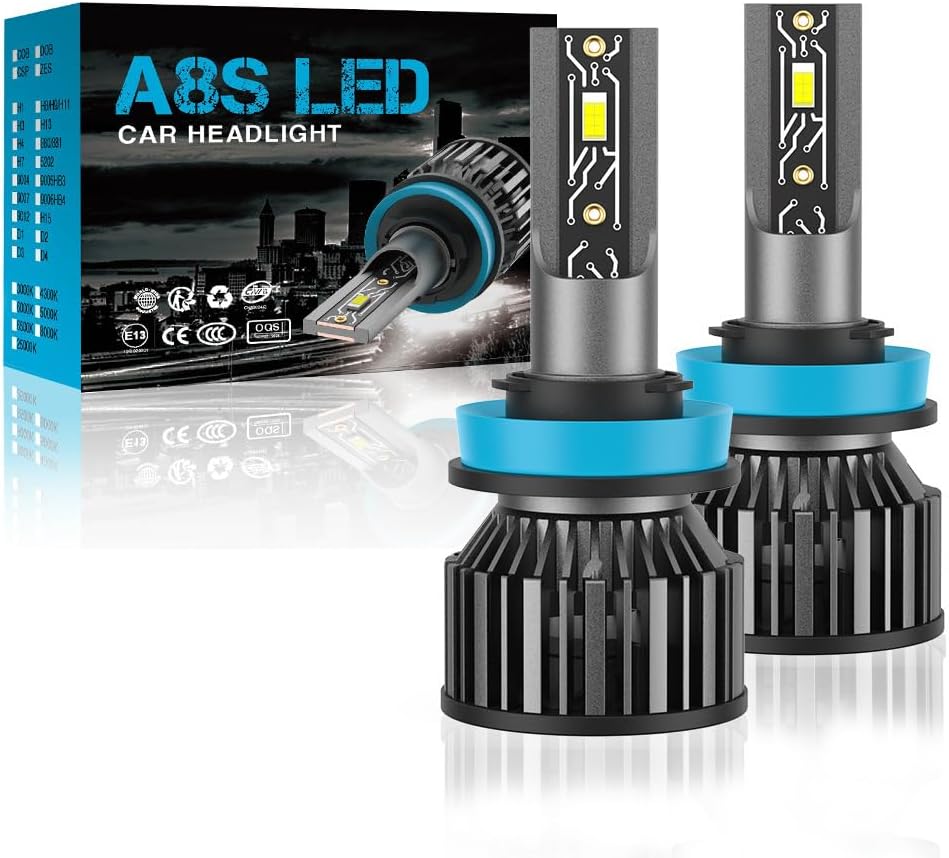 H8/H9/H11 LED Headlight Bulb, 160000LM 6000K High Low Beam Halogen Replacement LED Bulbs Cool White, H8 H9 H11 Car Fog Lights Cool Fan Fog Bulb, Plug and Play, Pack of 2(H8/H9/H11)
