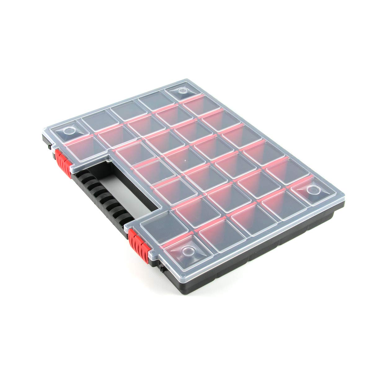NORS16 - Set di 10 scatole per attrezzi con impugnatura ergonomica, scomparti regolabili, in plastica, 39,9 x 30,3 x 5 cm