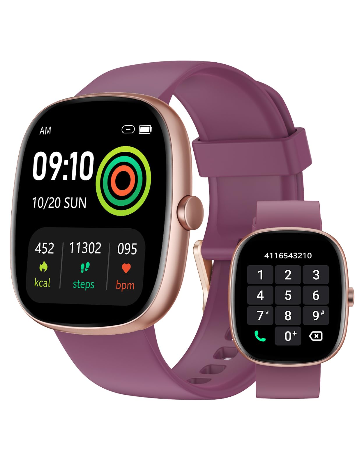 HUAKUA Reloj Inteligente Hombre Mujer con Llamadas Bluetooth 5.3, Smartwatch Deportivo 3ATM Impermeable con 113 Modos Deportivos, Monitor de Pulsómetro, Sueño y SpO2, Reloj Digital (Morado)
