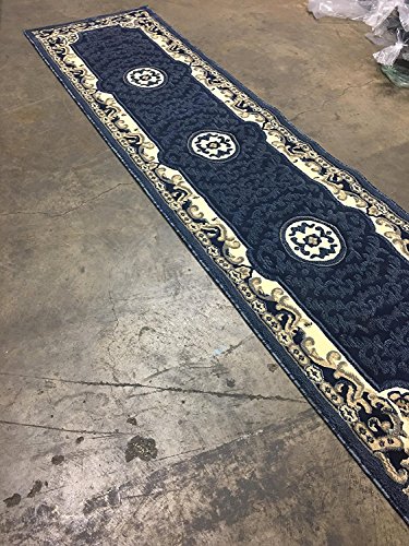 Traditional Long Persian Runner Area Rug Navy Blue Americana Carpet King Design 101 (32 Inch X 10 Feet) #TOP3