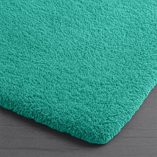 Image of enera Microfibre Bath Mat | Soft & Absorbent 2650 GSM | Non-Slip Latex Backing | Quick Dry, Washable Multipurpose Floor Mat for Bathroom, Bedroom, Kitchen & Home (Opella 40 x 60 cm) (Aqua)