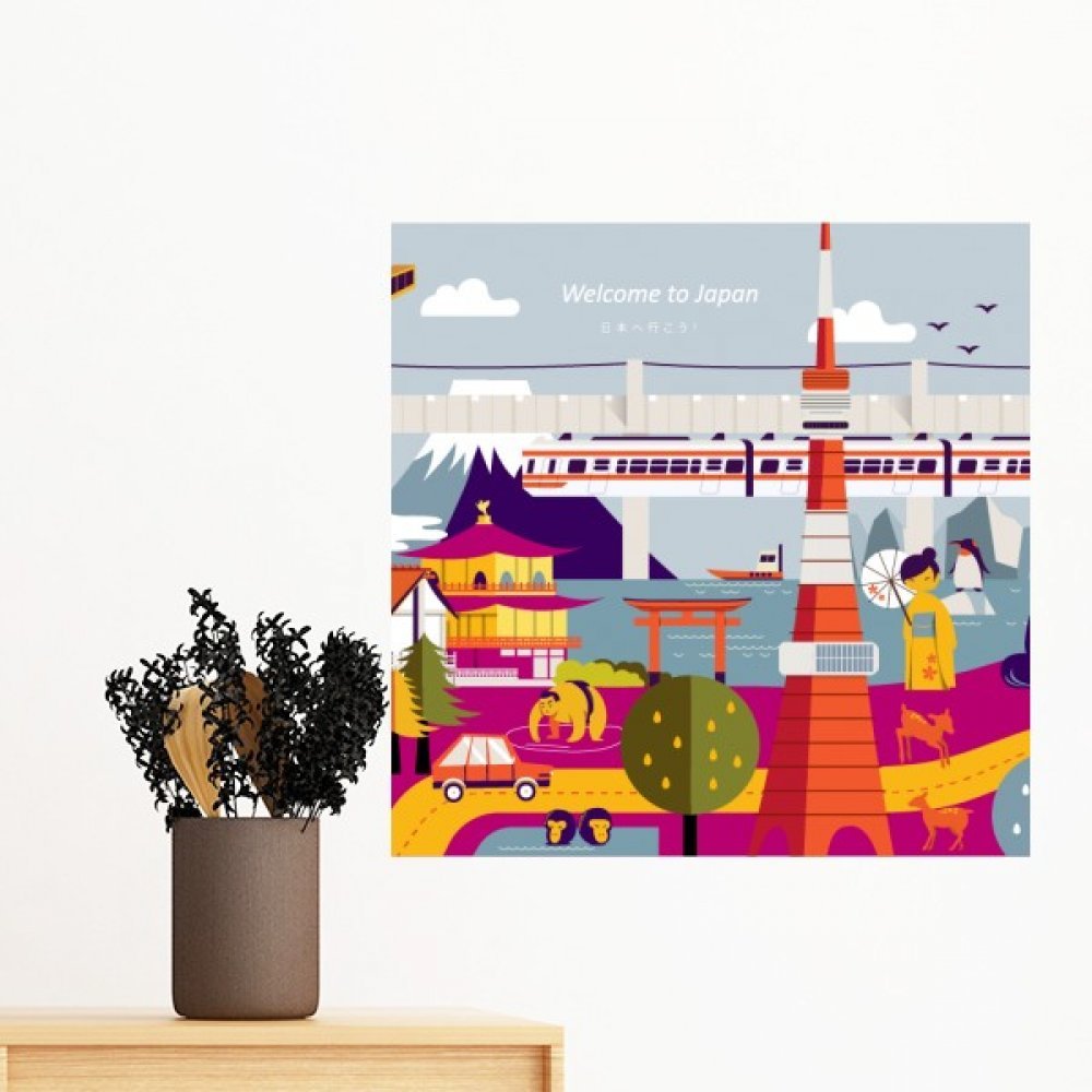 Art mural deco japonaise pour relooker un mur blanc sans abimer la peinture