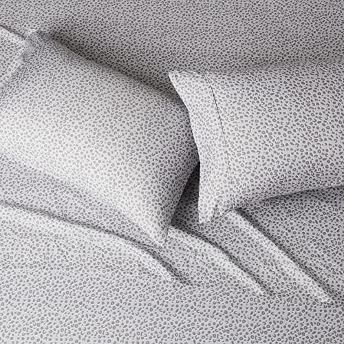 Image of Amazon Basics Lightweight Breathable Brushed Microfiber Wrinkle Resistant 4 Piece Bed Sheet Set With 14-inch Deep Pockets - Full, Gray Cheetah, Printed