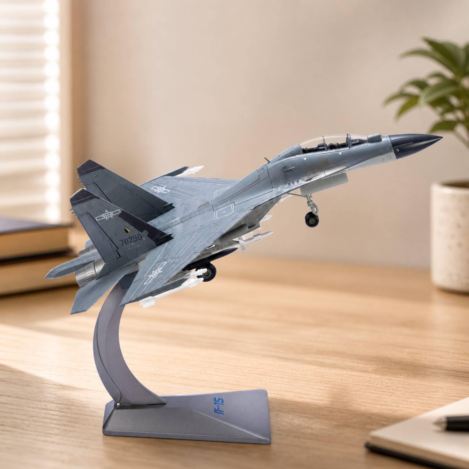 Modello di Aereo Militare con da Esposizione Dettagliato Modellino Statico di Aereo Militare Già Assemblato per Studio, Scrivania, Stile A