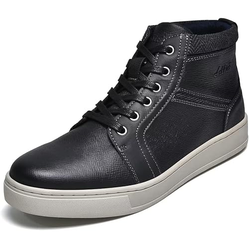 Athletic Shoe, Genuine Leather Casual Walking Sneaker Shoes Mid-Top