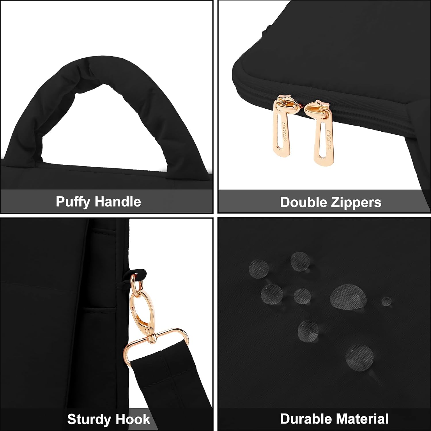 MOSISO Puffy Laptop Shoulder Bag, Messenger Computer Bags, Rectangle Quilted Flapover Sleeve Bag with Zipper&Pocket, - Image 6