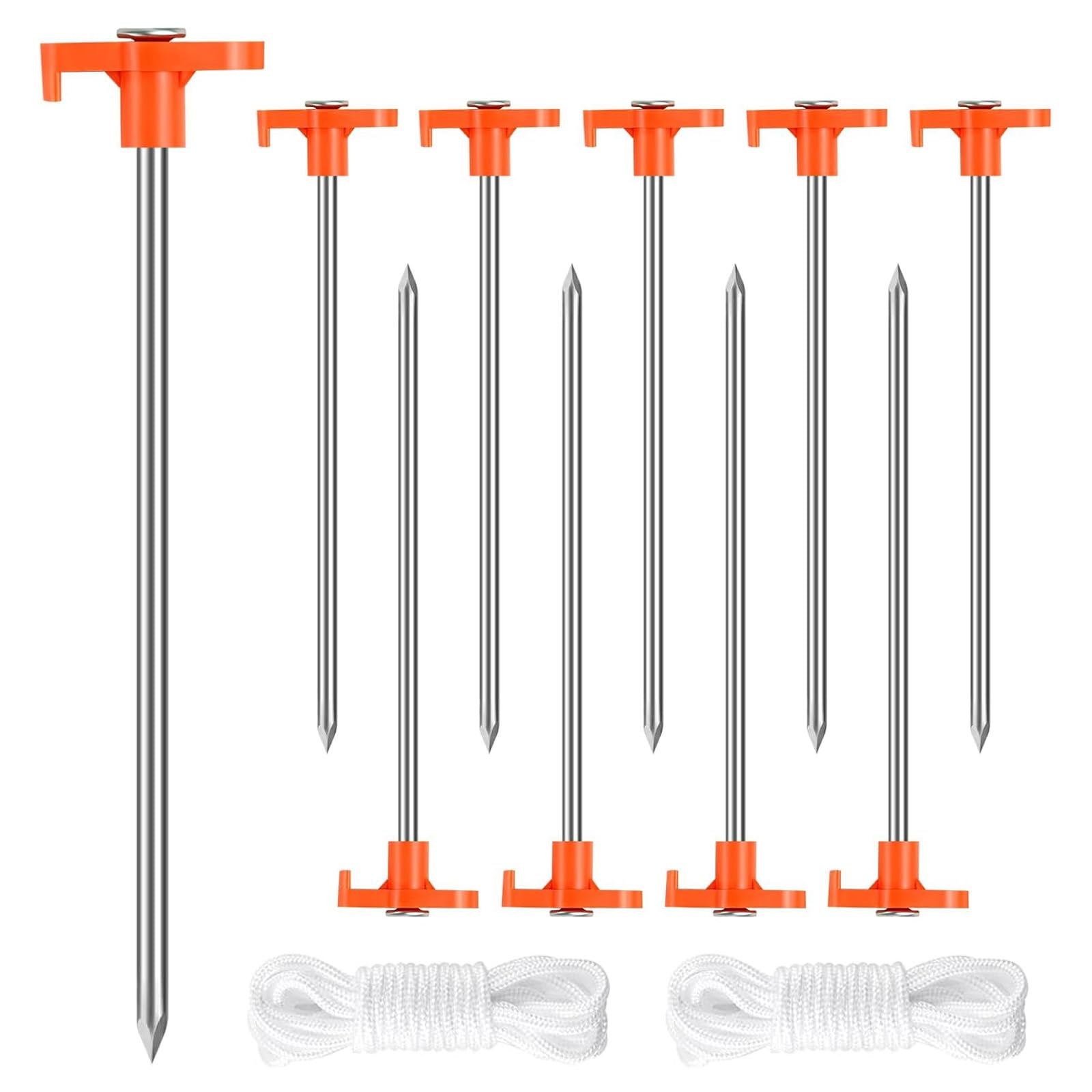 Novastream Glow-in-the-Dark Tent Pegs, 10 Pack with Ropes for Hard Ground