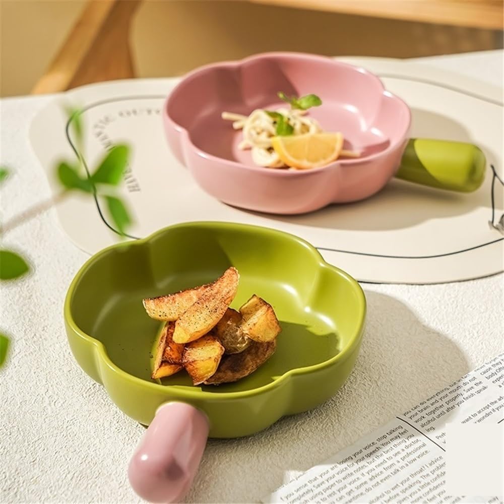 Naczynie do pieczenia Ceramiczna, wysokiej jakości, uchwytowa patelnia do pieczenia, może być używana mikrofalówki, talerz na sałatkę owocową Zapiekanka(Green)