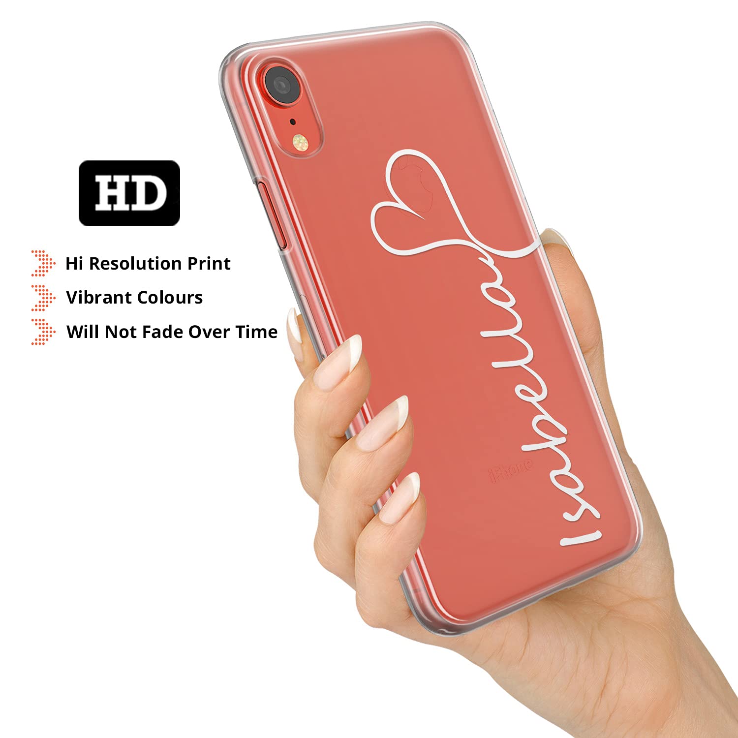 Cover Personalizzata Per IPhone 5/5S/SE 2016 - Morbida TPU Trasparente Con Nome E Cuori, Ricarica Wireless, Oro Rosa - 3
