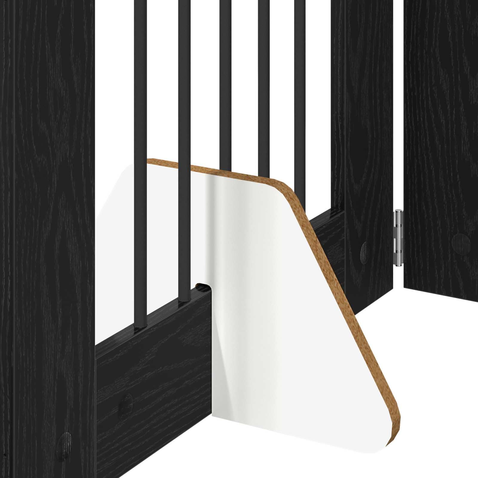 Puerta para perros con soporte de metal y madera, 4 piezas, 60 x 80 cm, plegable, portátil, para interior, salón y terraza, cierre seguro para perros y cachorros