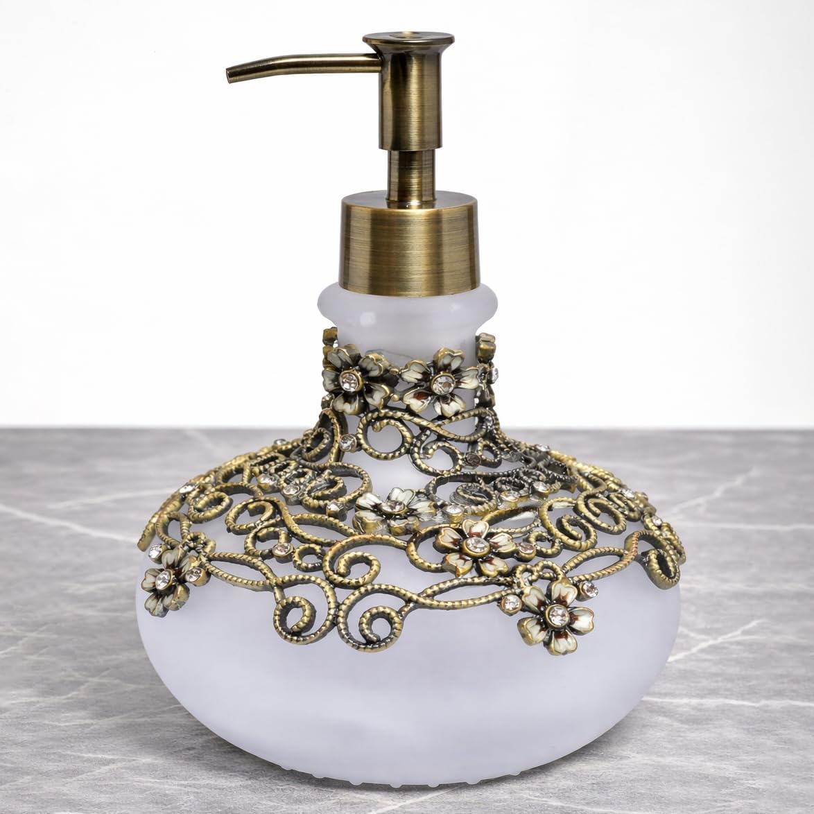 Decozen Gifts for Mom - Premium Frosted Glass Lotion Dispenser - Mothers Day Gifts, Birthday Gift, Bathroom Decor, Soap Dispenser, Glass Pump Bottle, Liquid Hand Soap Bottle - Christmas Decorations