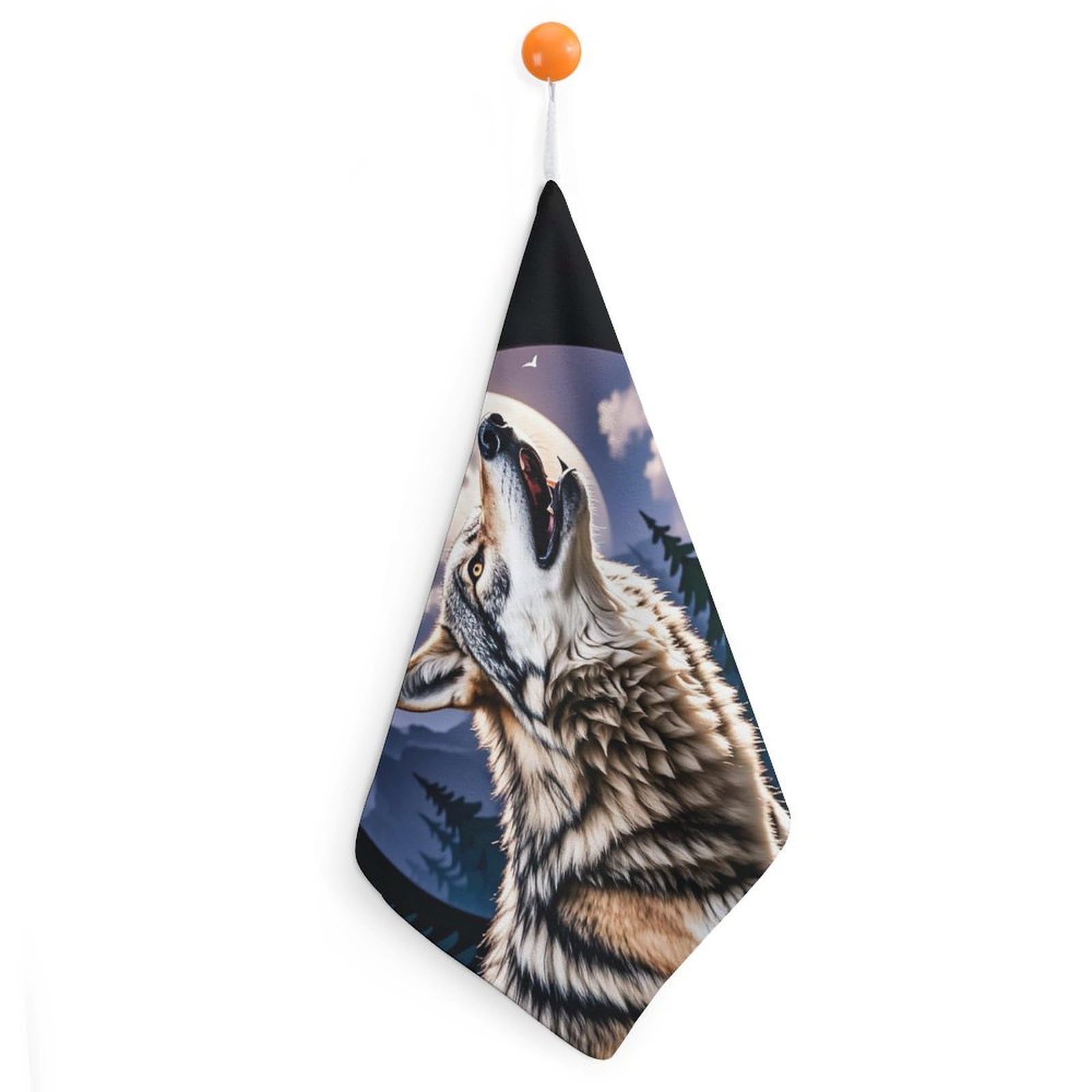 QMNLKH Wolves Hand Towels for Kitchen, Quick Dry Hanging Hand Towels with Loops, Absorbent Hand Towel for Bathroom, Square Soft Microfiber Towels for Gym, 11.8inch 1PCS