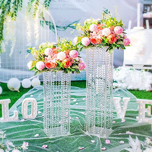 Nuptio Centerpieces for Weddings Acrylic Vases - 10 Pcs 23.6in Tall Crystal Flower Vase Flowers Stand for Party Tables Decorations - Elegant Bulk Weddings Decoration Table Geometric Centerpiece Stands by NUPTIO - Image 5