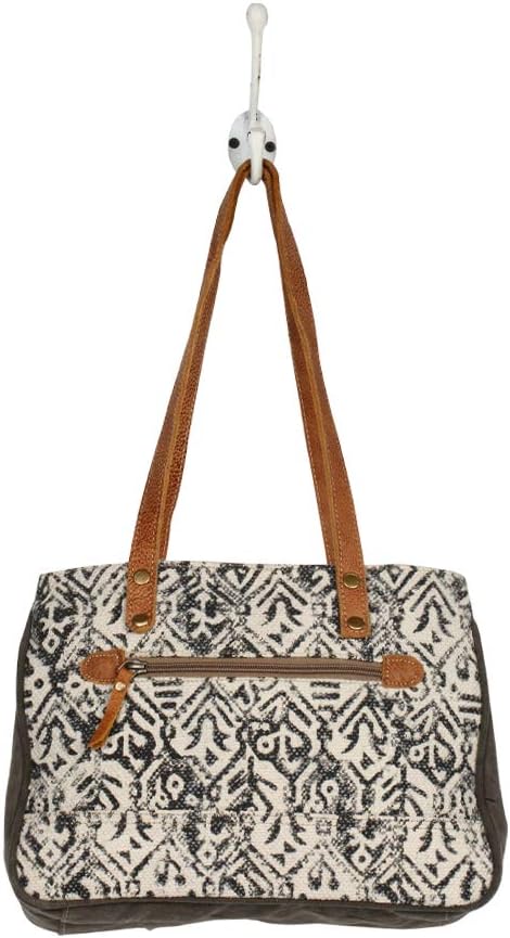 Myra Bag Cow Print Purses for Women - Canvas and Hairon Bag with Leather Shoulder Strap, Western Style Women's Purses - Image 2