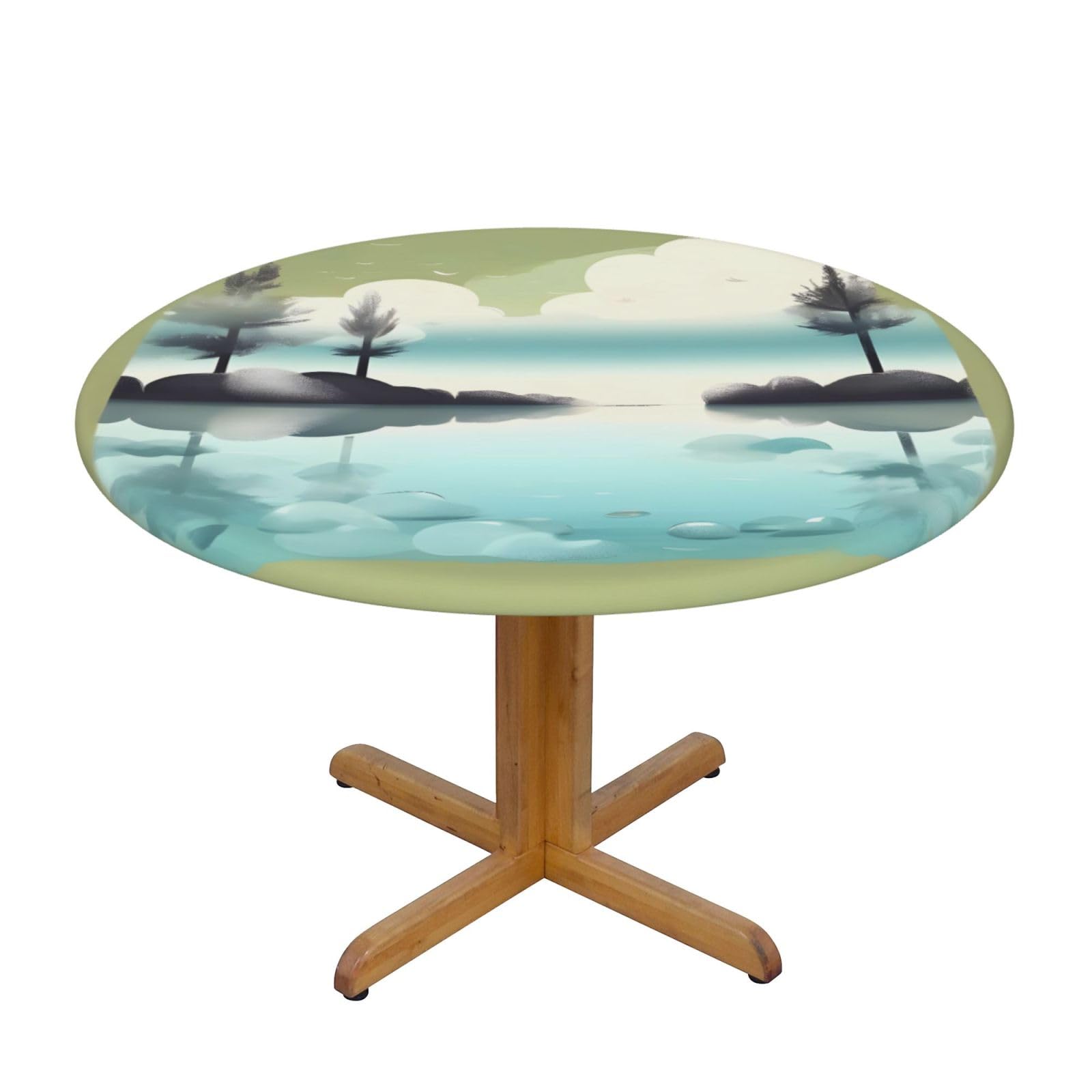 ZQYTGFDC Tranquil Lakes S Decorative Round Tablecloth Waterproof Anti Stain Oil Proof Size for 40 50 inch