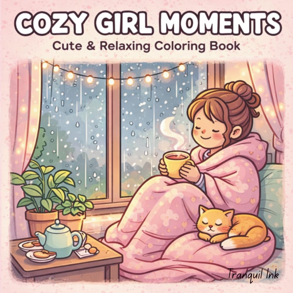 Cozy girl Moments coloring book: Simple and Cute Cozy Girl Moments to Color and Unwind