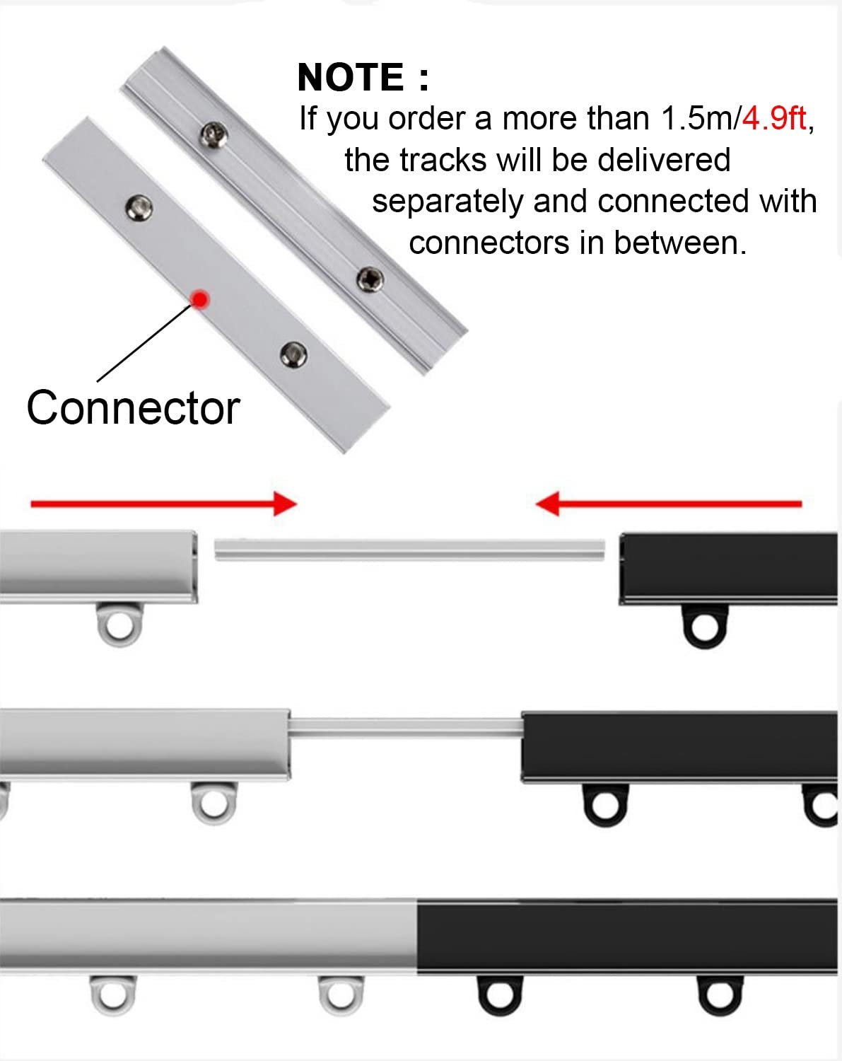 Rail de Rideau dissimulé en Aluminium Blanc pour cloison de séparation encastrée au Plafond, Rail Coulissant en métal Commercial, Barre de séparation encastrée en Alliage d'alumini