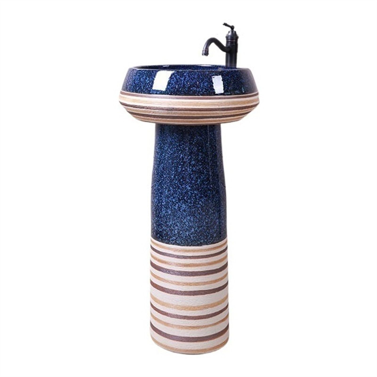 Fregadero pequeño de 15.7 pulgadas, lavabo de columna de cerámica para interiores y exteriores, tamaño C, talla única, B-One Size