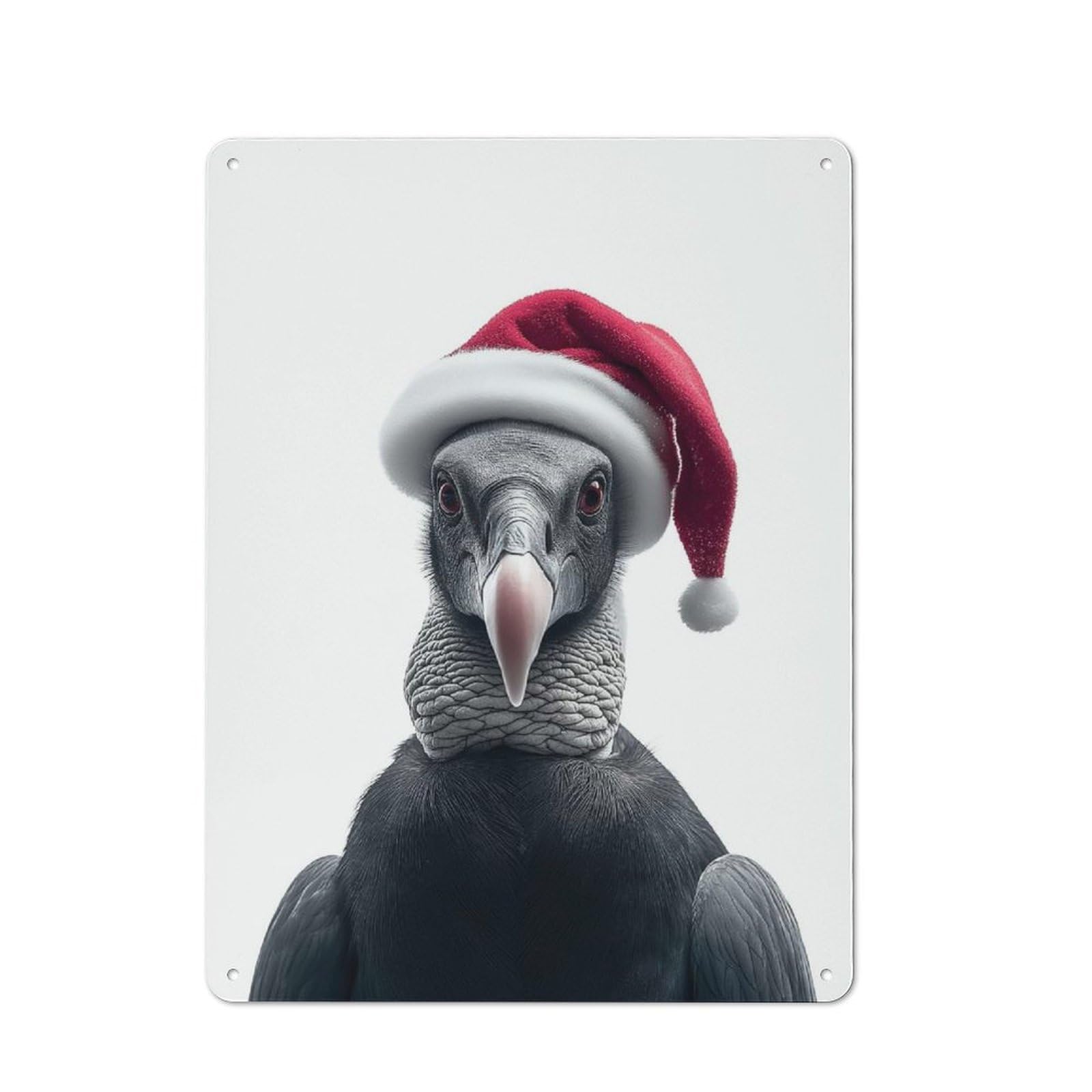 Junmoney Andean Condor Wearing A Santa Hat Vintage Metal Wall Sign 40X30cm For Garage Or Workshop, For Metal Sign Collectors, For Garage And Workshop Walls