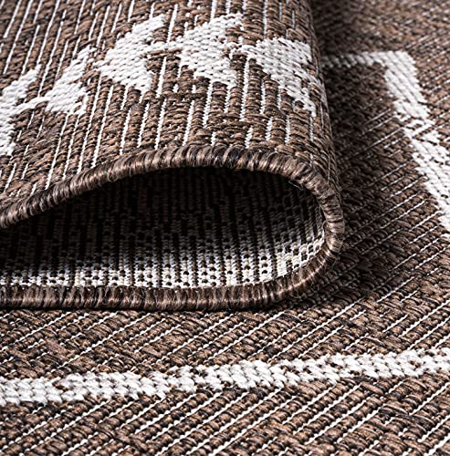 Image of JONATHAN Y Tribal Diamond Trellis Indoor Outdoor Runner Rug 2X8 Brown /Beige, Derya for Backyard, Patio, Porch, Easy-Cleaning, High Traffic, Pet-Friendly, Non-Shedding (SMB129B-28)