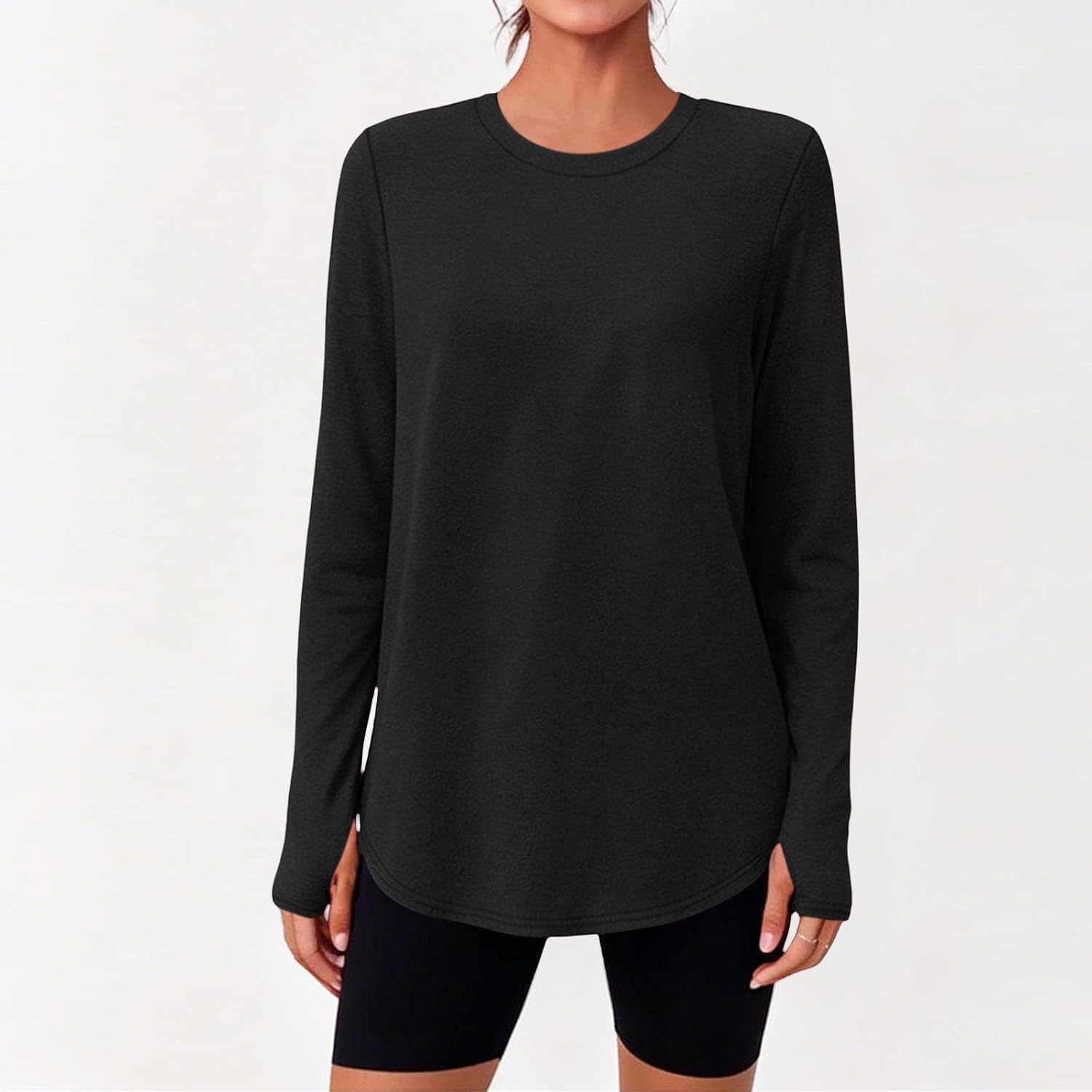 Womens Tunic Tops Long Sleeve Shirts Fall Outfits | Long Sleeve Shirts for Women Fall Outfits Casual T Shirt Round Neck Basic Loose Tunic Tops with Thumb Hole