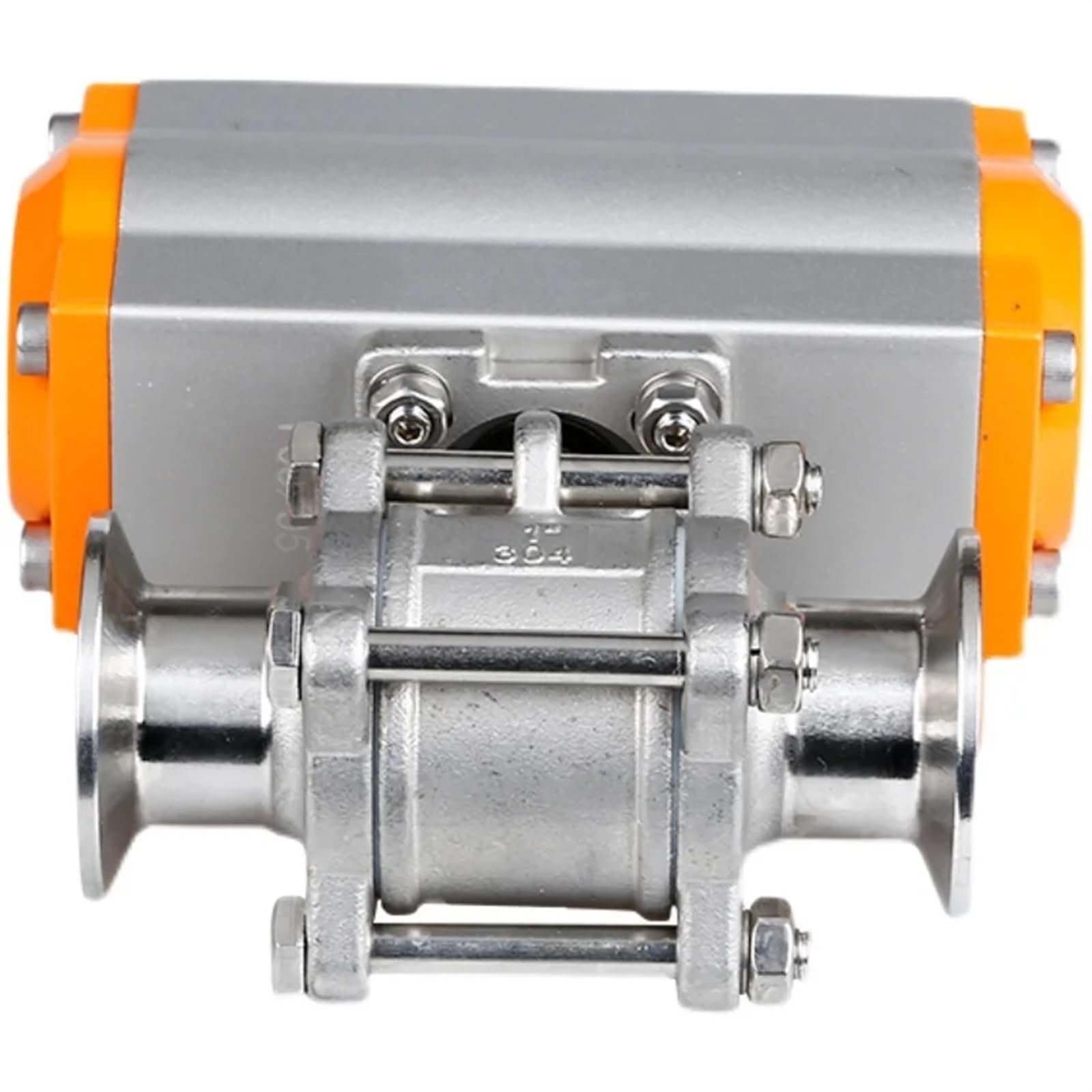 DMBGRXJF 1-1/4inch SS304 Three Piece Stainless Steel Platform Tri Clamp Ferrule Type Ball Valve With Double Acting Cylinder 1Pcs