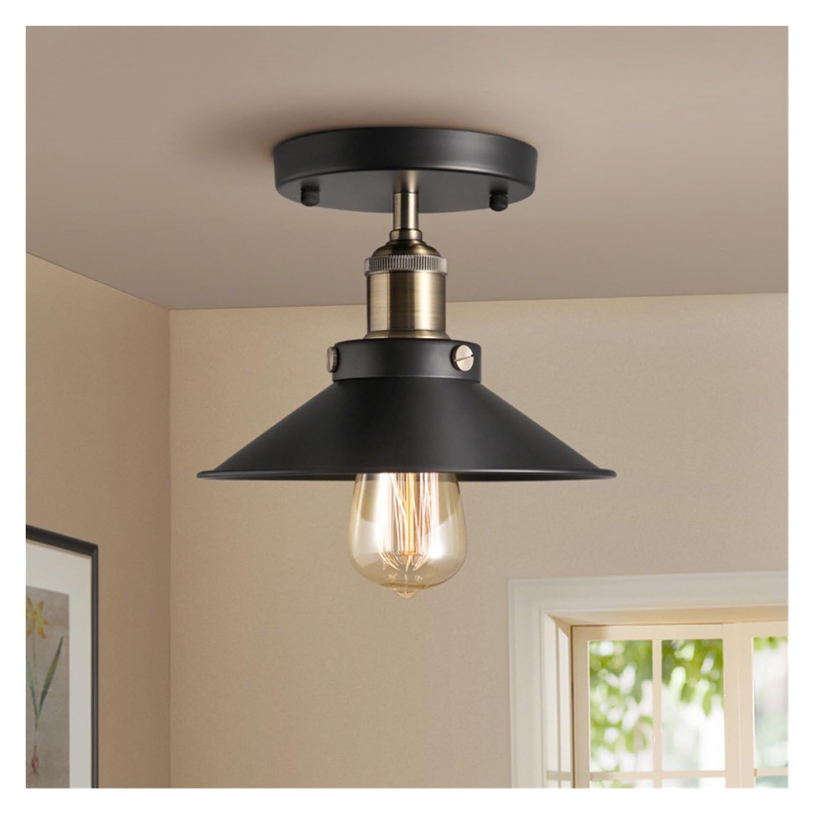 LYMSXAZOU Vintage Industrial Pendant Light, Retro Edison Chandelier with E27 Base, Stylish Hanging Fixture for Living Room and Dining Decor