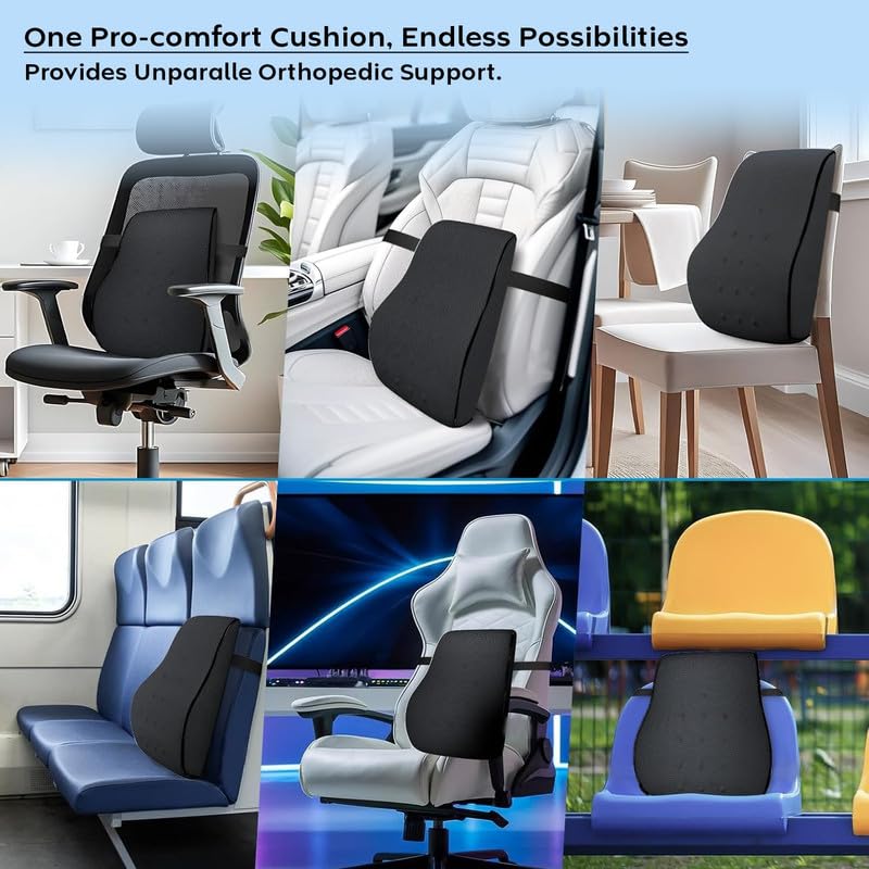 Image of Auto Oprema Back Support for Office Chair |Memory Foam Car Seat Back Support, Orthopedic Lumbar Back Rest for Back Pain Relief - Back Pillow for Sitting