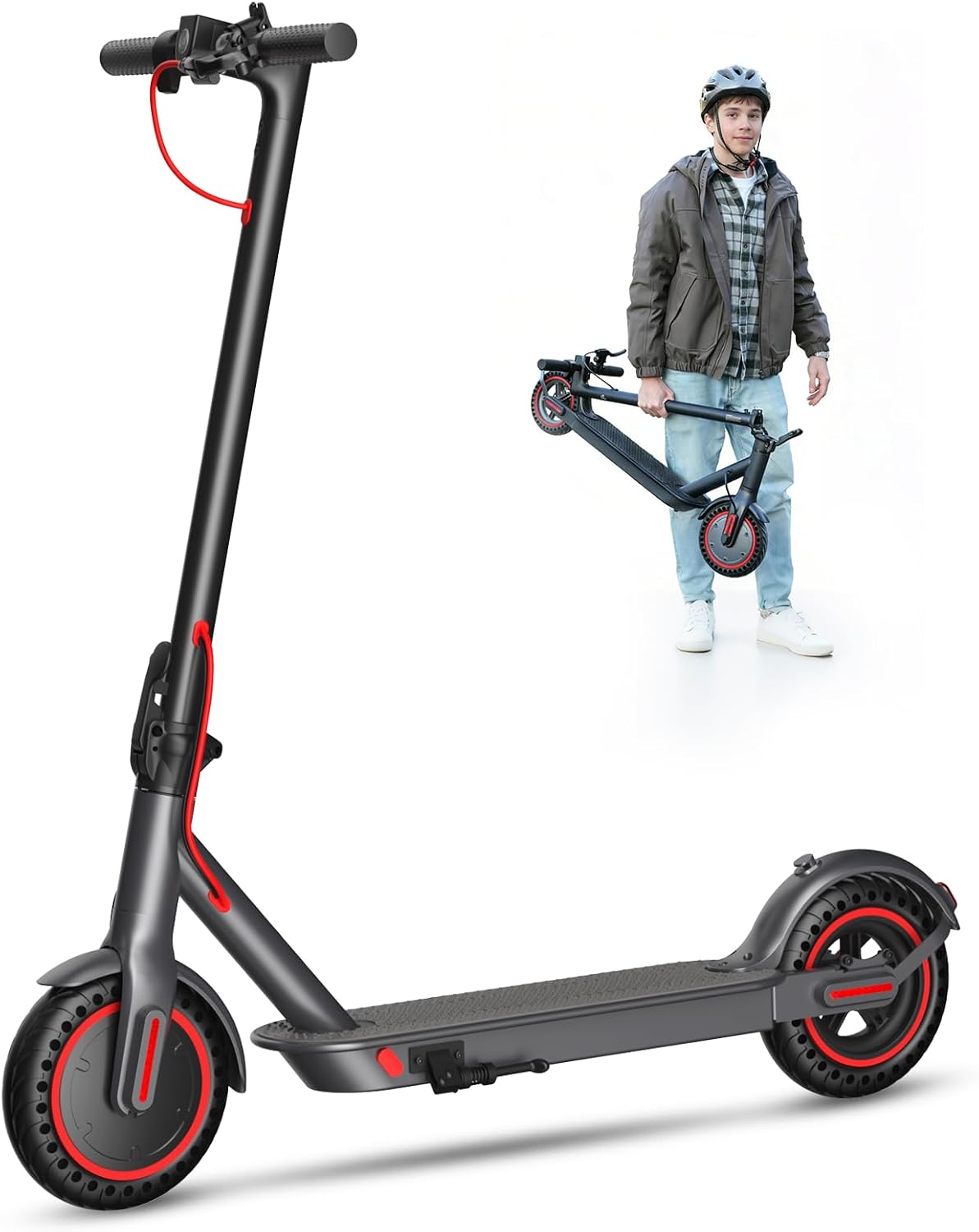 Electric Scooter Adults Powerful 350W Motor Portable Foldable 8.5'' Tires E Scooters for Adult Max 16 Miles Speed APP Control Double Braking with Cruise Control