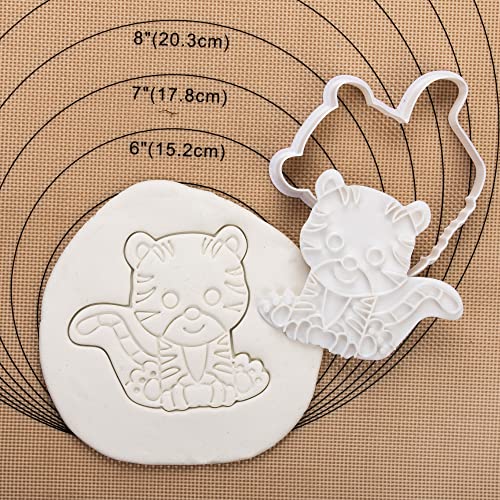 Flycalf Animal Cookie Cutters Tiger With Plunger Stamps Cake Decoration For Diy Biscuit Cutter Baking Plastic Cutter Molds For Party 3.5" Kitchen Supplies #TOP1