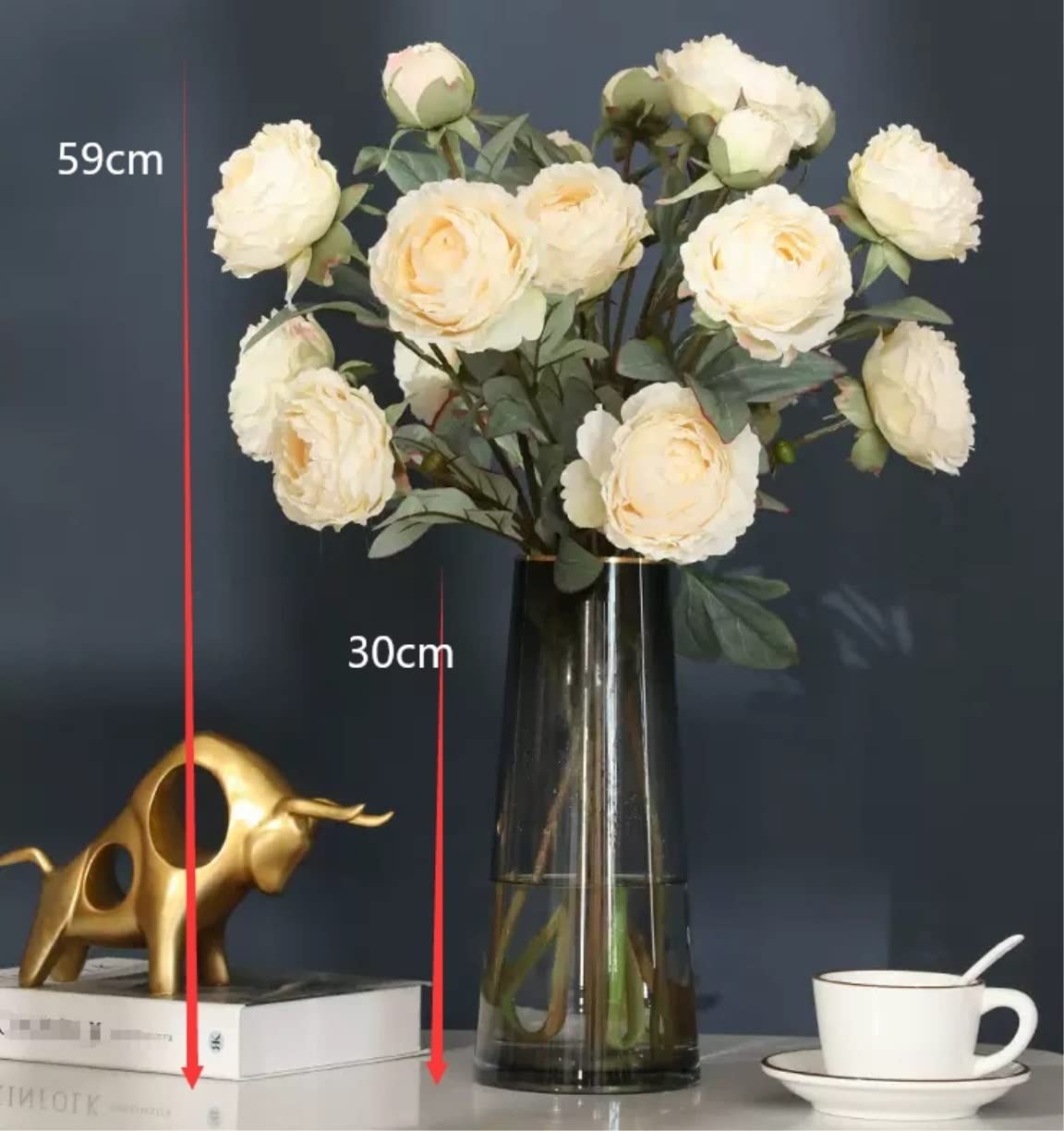Element Wystroju Domu Pięknie Sztuczne Kwiaty Piwonia Sztuczny Bukiet Kwiatów Wazon Zestaw Aranżacja Dostaw Home Decor Ozdoby Salonu(A)