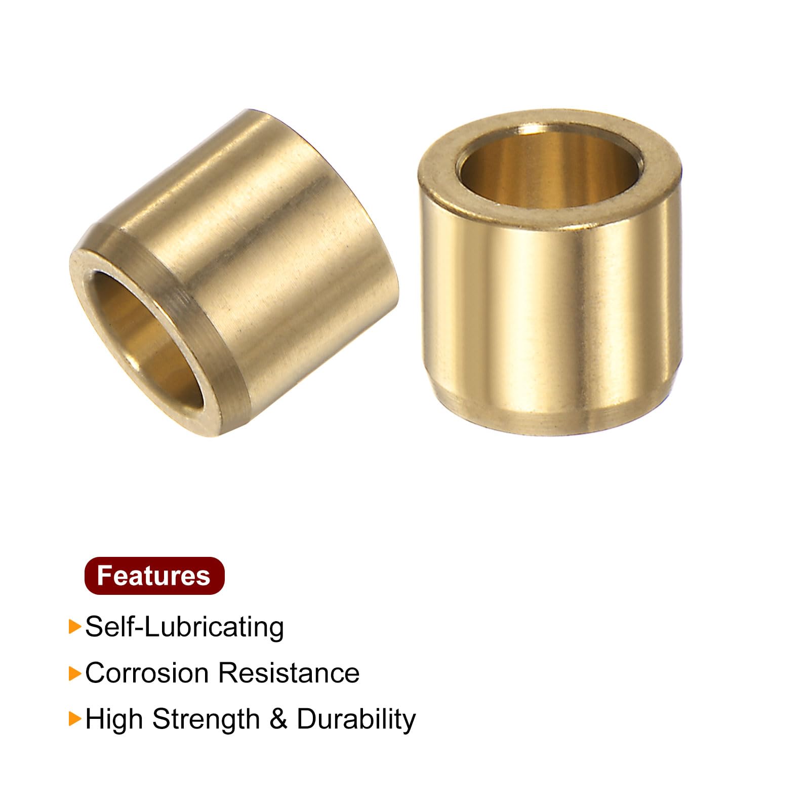 Sourcing Map 2pcs Manchon Roulements 10x14x12mm Laiton Alliage - Bagues Sans Huile Autolubrifiantes