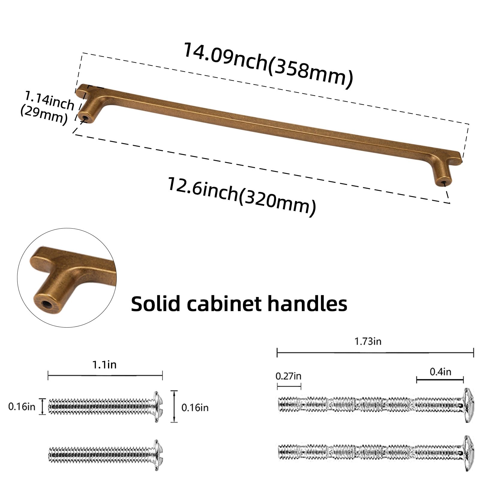 6 Stück 320 mm Antik-Messing Küchenschrankgriffe Schrankgriffe Vintage Schubladengriffe Antik-Gold Bronze Küchenschrank Hardware Küchengriffe