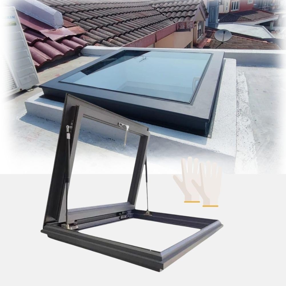 Genérico Claraboya Manual para Techo - Trampilla Transparente para áticos, sótanos, cobertizos, solarios, graneros y Casas de Juegos (90°) - Ventana pequeña Ideal para luz Natural