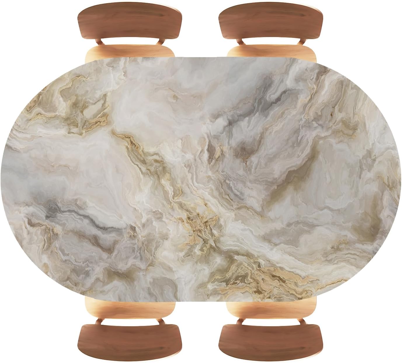 Marble Texture Background Oval Fitted Tablecloth Classic Elastic Edged Easy to Clean Waterproof Oil-Proof Table Cover Outdoor Dining Use, Fits 52"x70" Oval Tables, Style81