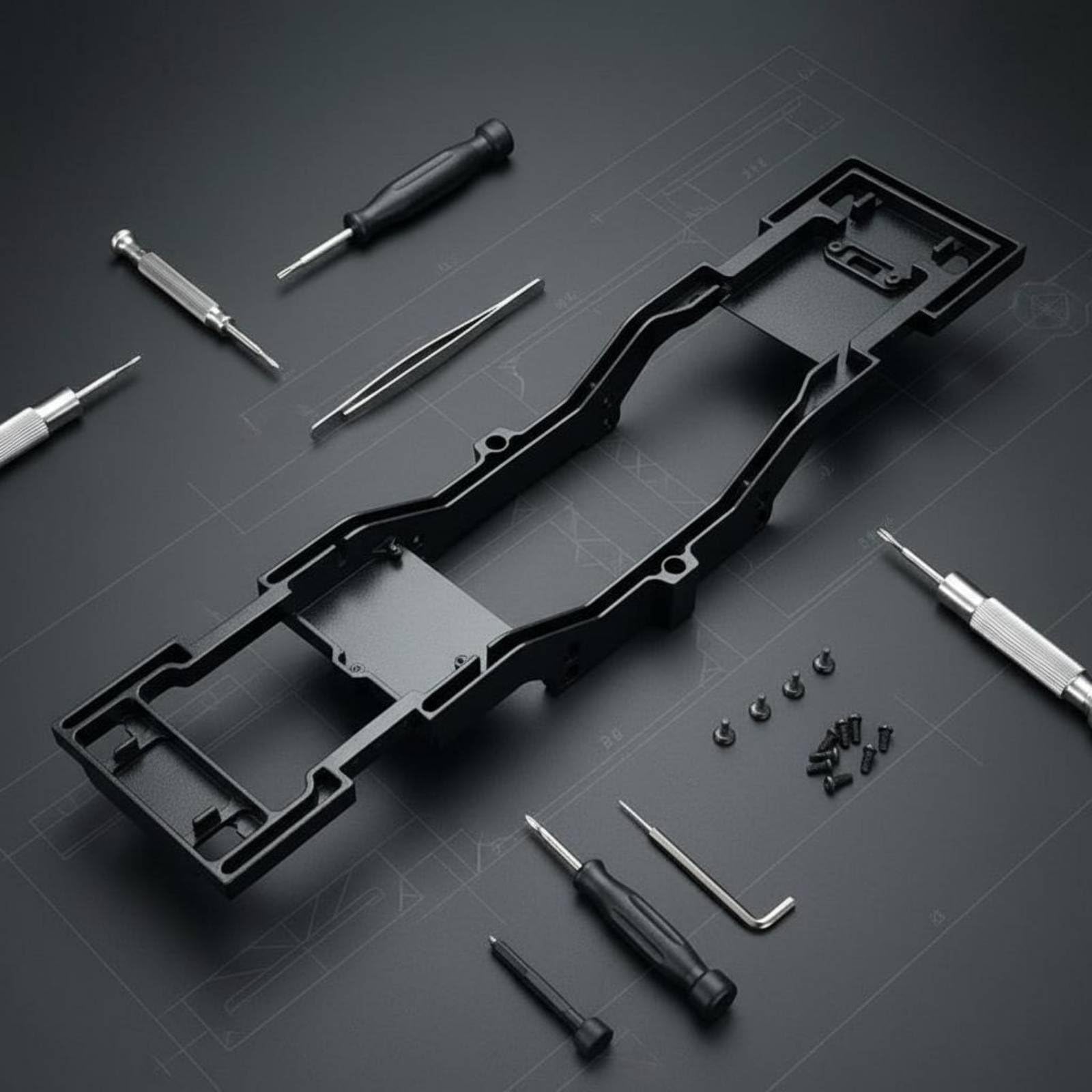 Electric Vehicle Telaio Auto RC Chassis Struttura Telaio Trave in Alluminio 6061 con Accessori Montaggio per MN300 Tank 300 1/12 Adatto per Fai da Te Settaggio Uso Amatoriale Uso, Rosso
