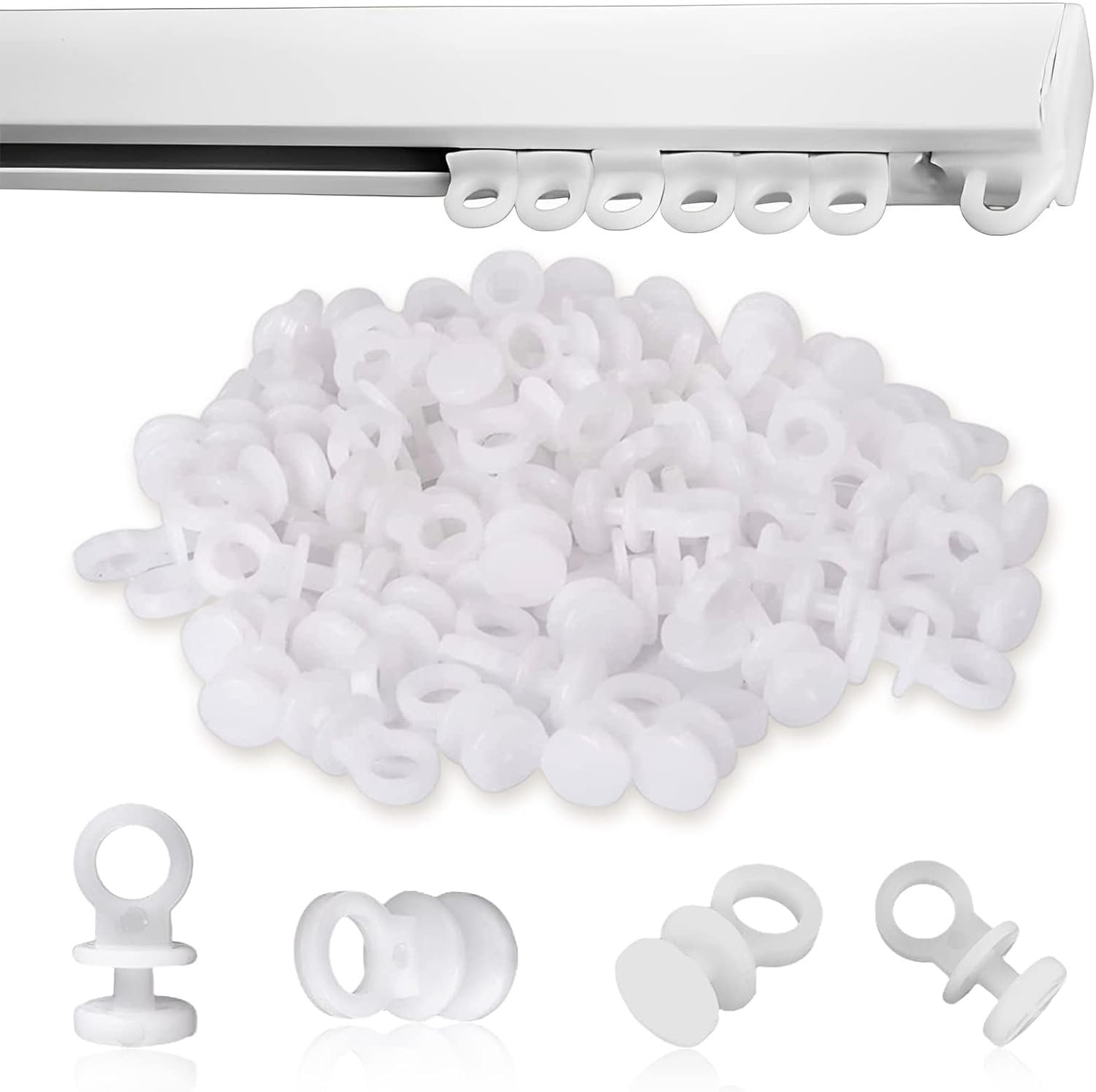 100Pcs Curtain Sliders Curtain Track Hooks Curtain Rail Hooks Curtains