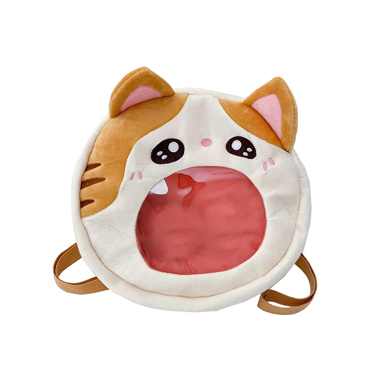 Cartoon Plush Backpack Cute Large Capacity Portable School Bag Crossbody Bag yellow without doll-image-11