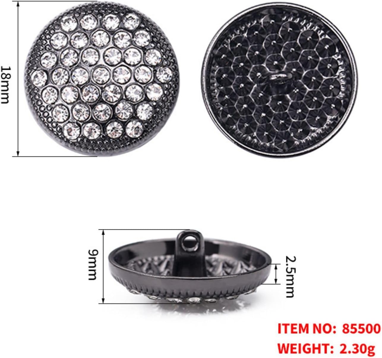 5pcs Round Metal Rhinestone Buttons - Luxury Fashion Decor for Clothing DIY Sewing Accessories - Image 4