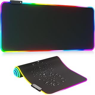 DR CATCH RGB Gaming Mouse Pad 31.5x11.8 inch Large Extended Desk Mat with 14 LED Lighting Modes