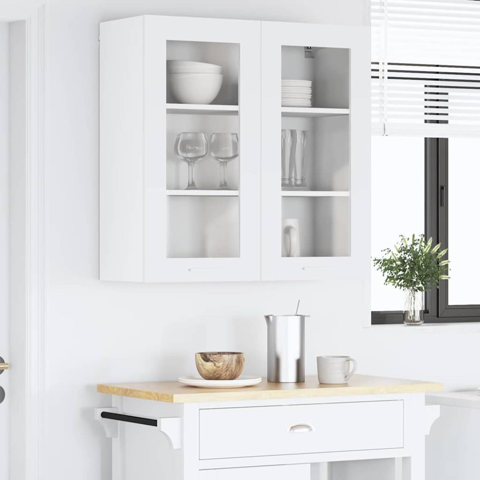 ATOMSTACK MAKER Hängeschrank Küchenregal Weiß, 80x31x80 cm, zweitüriger Wandhängeschrank aus Holzwerkstoff mit großem Stauraum – modern, minimalistisch, für ordentliche Küchenorganisation